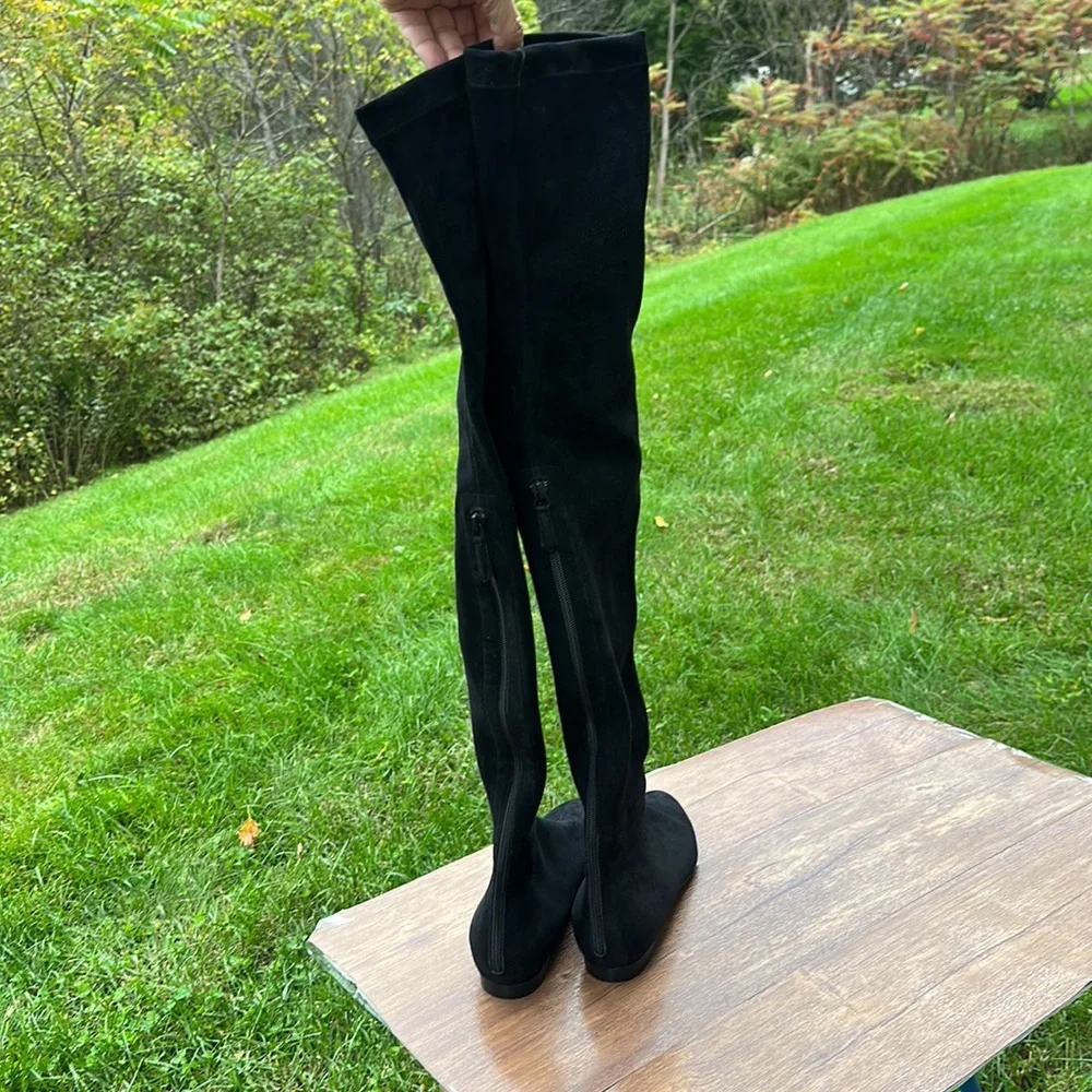 Brian Atwood Women Boot Over The Knee Thigh High Size 6 Pointed Black Suede